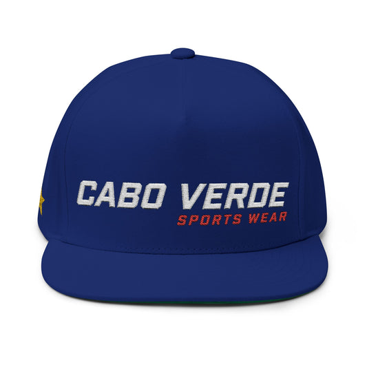 Cabo Verde Embroidered Flat Bill Cap — Sportswear Snapback with Gold Star