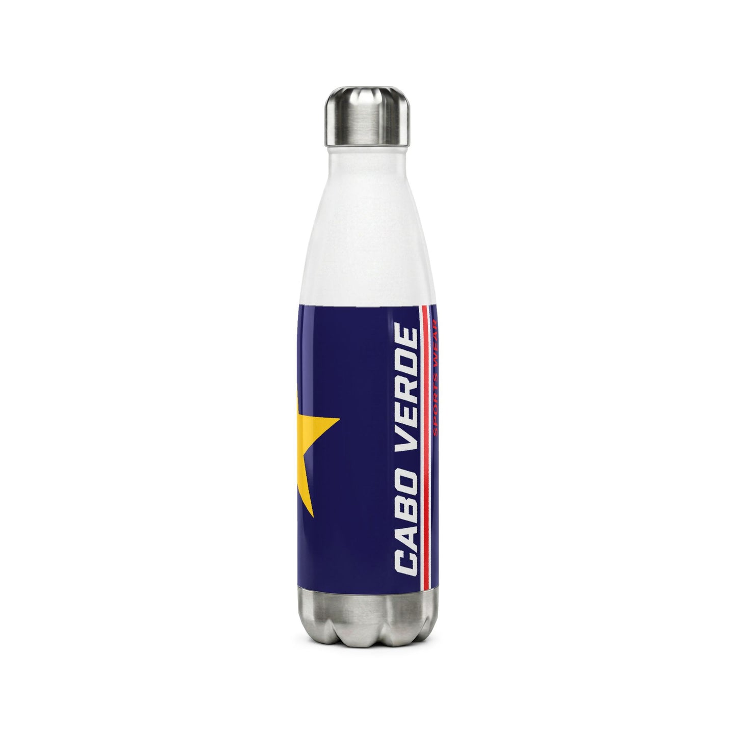 Cabo Verde Flag Stainless Steel Water Bottle — 17oz Insulated Sports Bottle