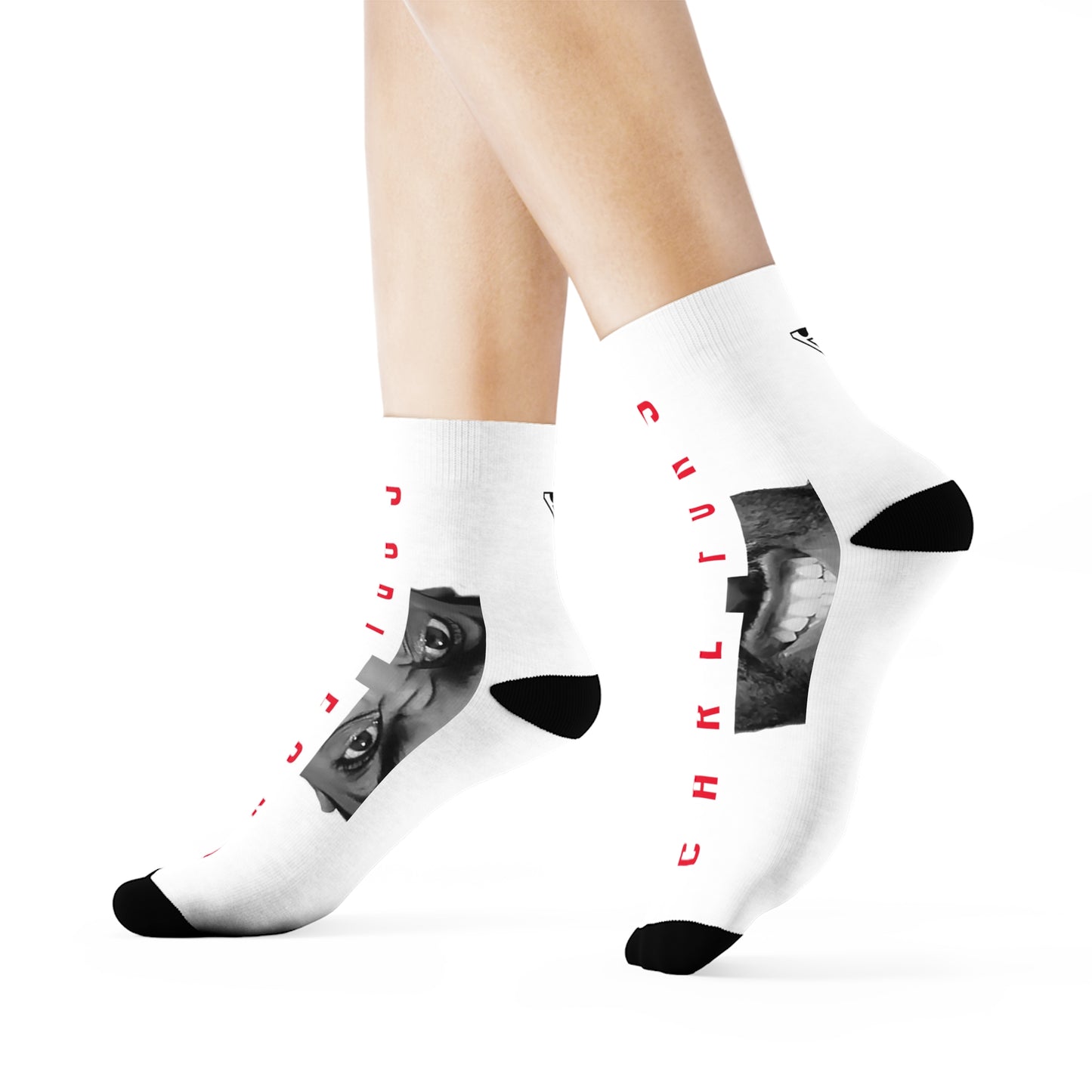 CARL FONS Face Print Crew Socks | Photo Face, Vertical Name