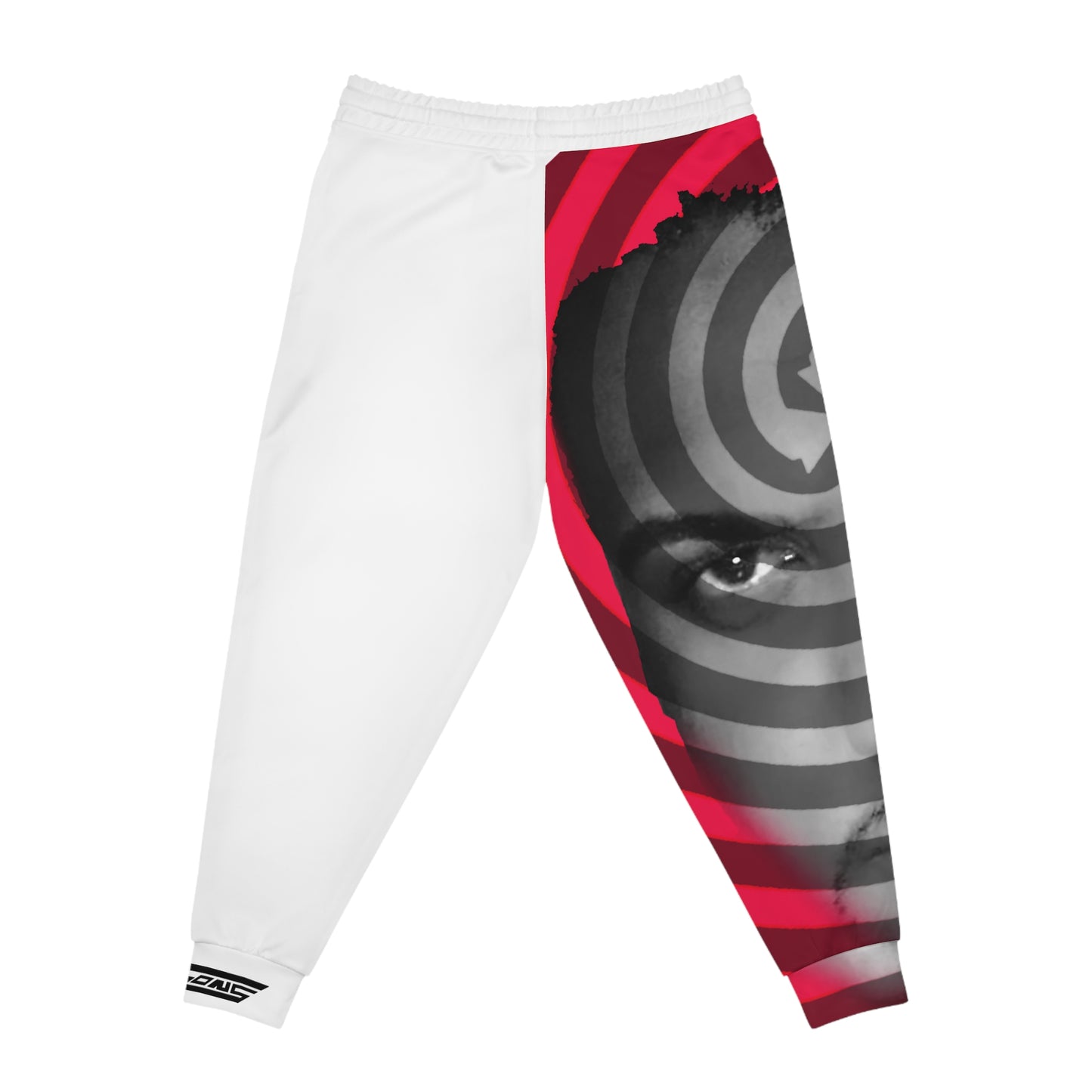Hypnotic Face Spiral Joggers | Red Black Portrait All-Over Print