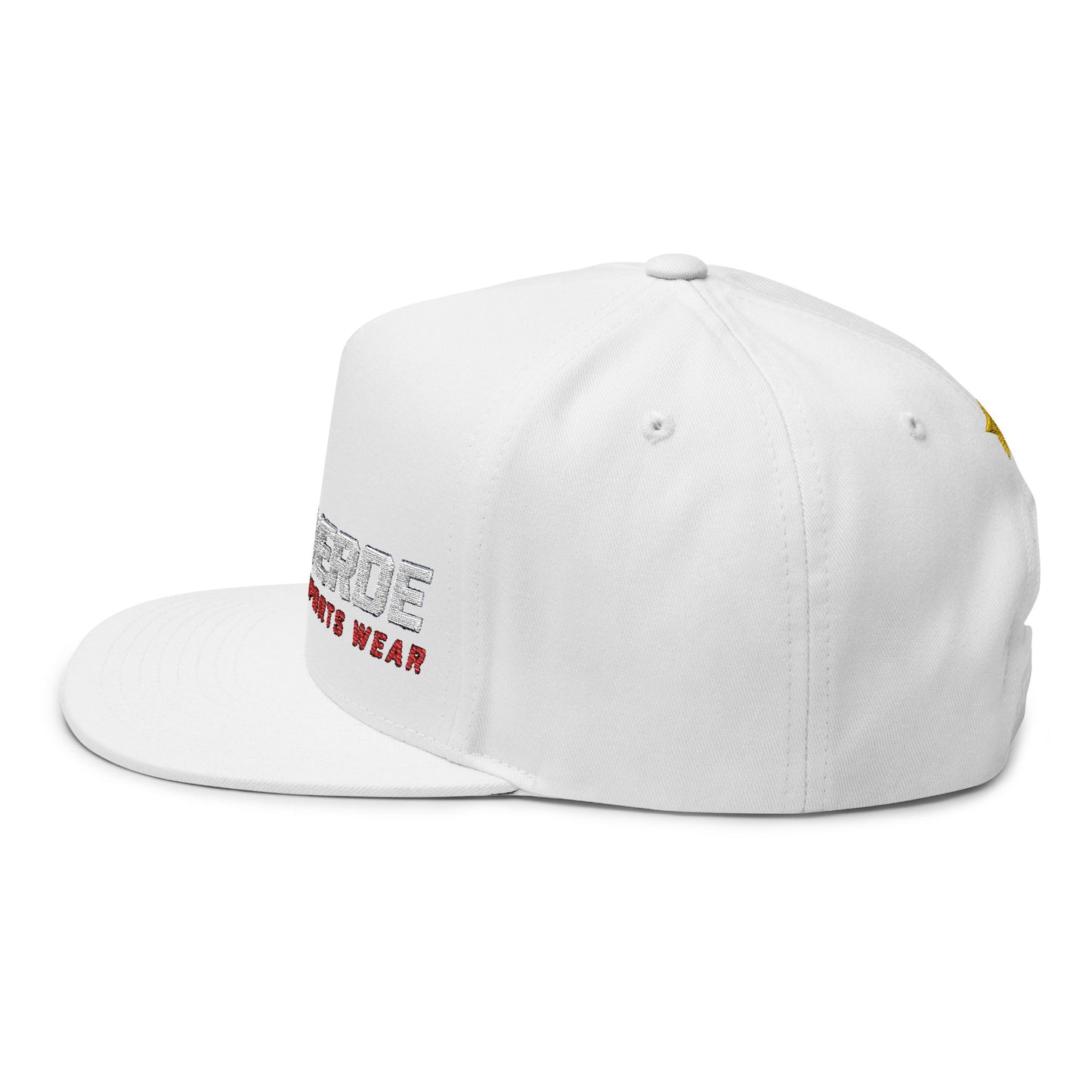 Cabo Verde Embroidered Flat Bill Cap — Sportswear Snapback with Gold Star