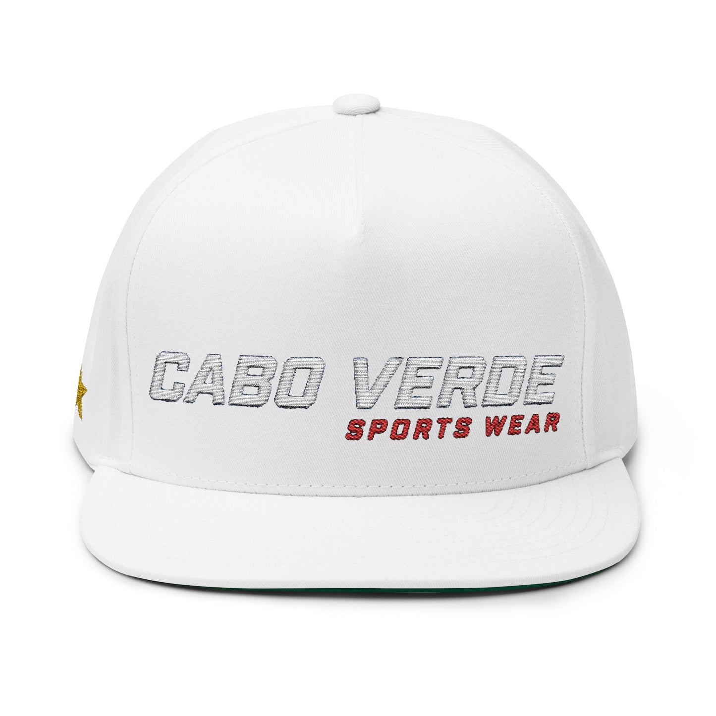 Cabo Verde Embroidered Flat Bill Cap — Sportswear Snapback with Gold Star