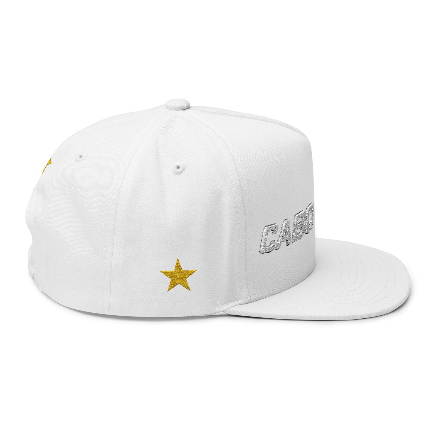 Cabo Verde Embroidered Flat Bill Cap — Sportswear Snapback with Gold Star
