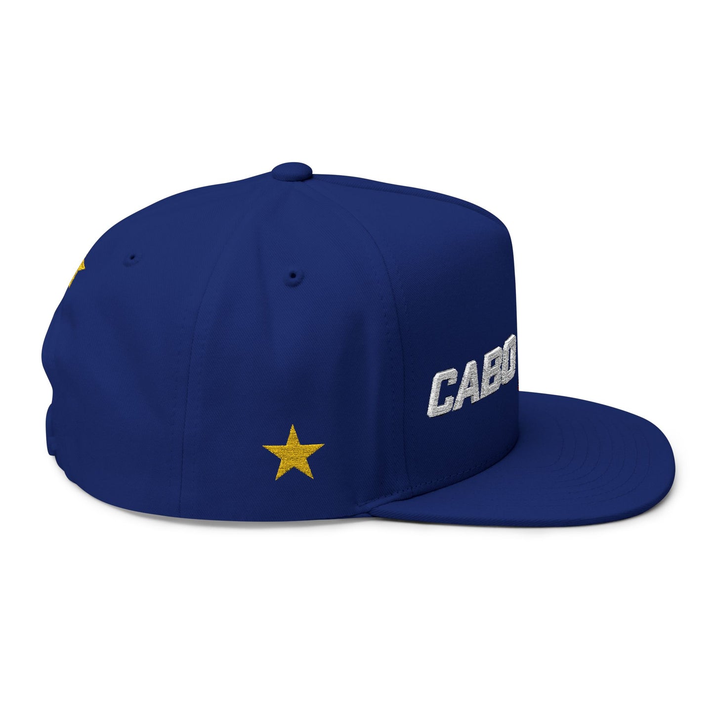 Cabo Verde Embroidered Flat Bill Cap — Sportswear Snapback with Gold Star