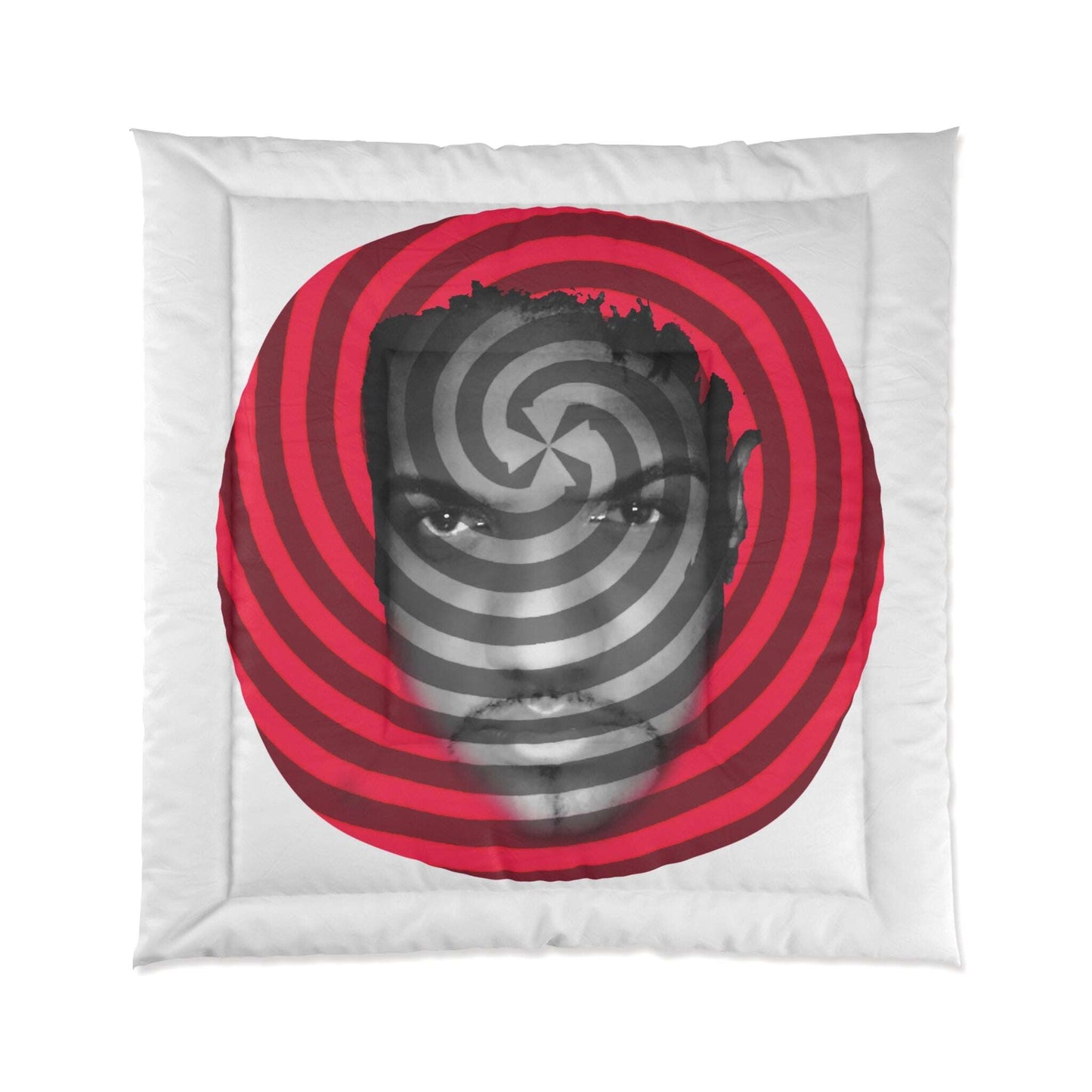 Carl Fons Hypnotic Spiral Face Comforter | Red Black Optical Illusion Zarabunda The Shop
