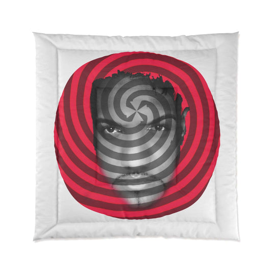 Carl Fons Hypnotic Spiral Face Comforter | Red Black Optical Illusion Zarabunda The Shop