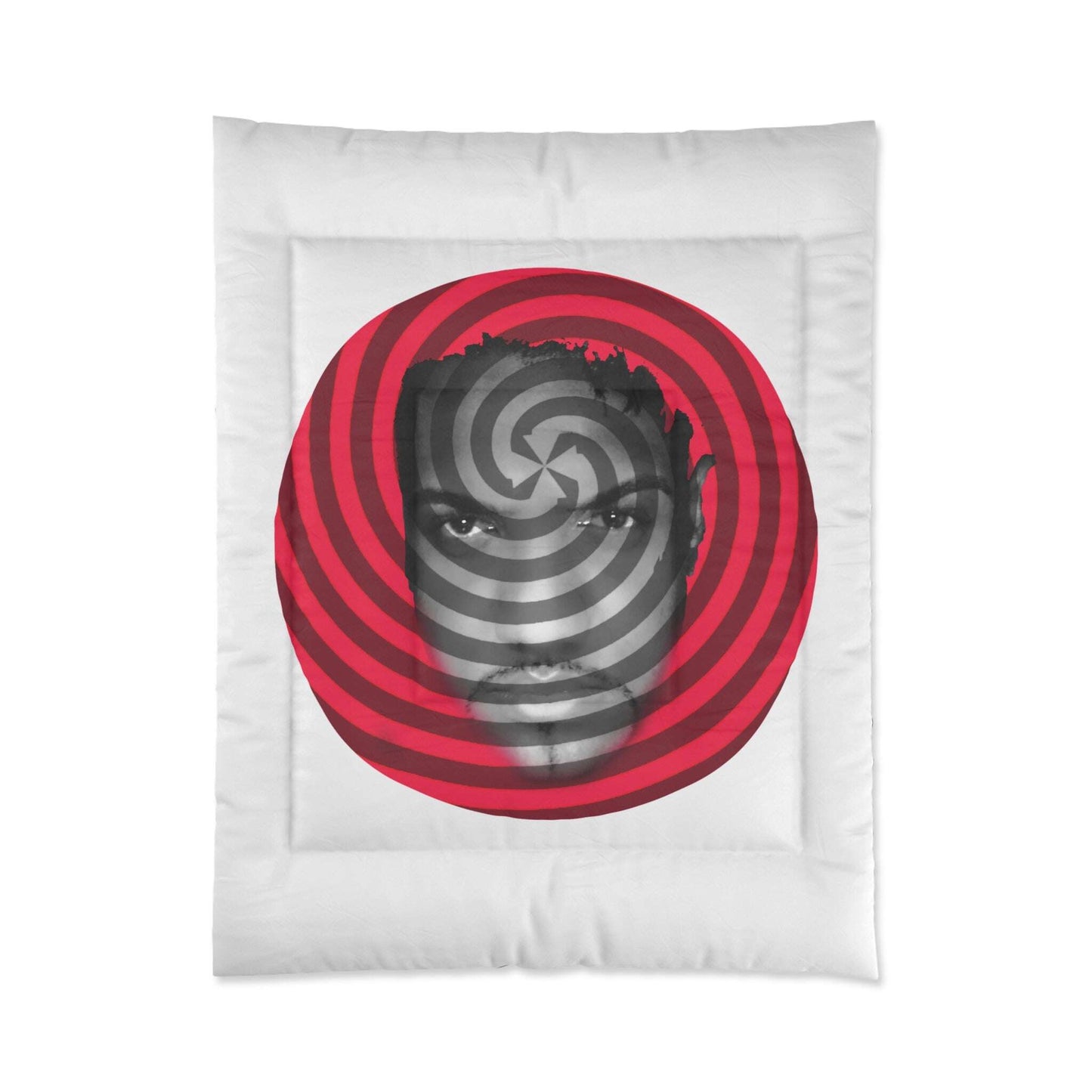 Carl Fons Hypnotic Spiral Face Comforter | Red Black Optical Illusion Zarabunda The Shop