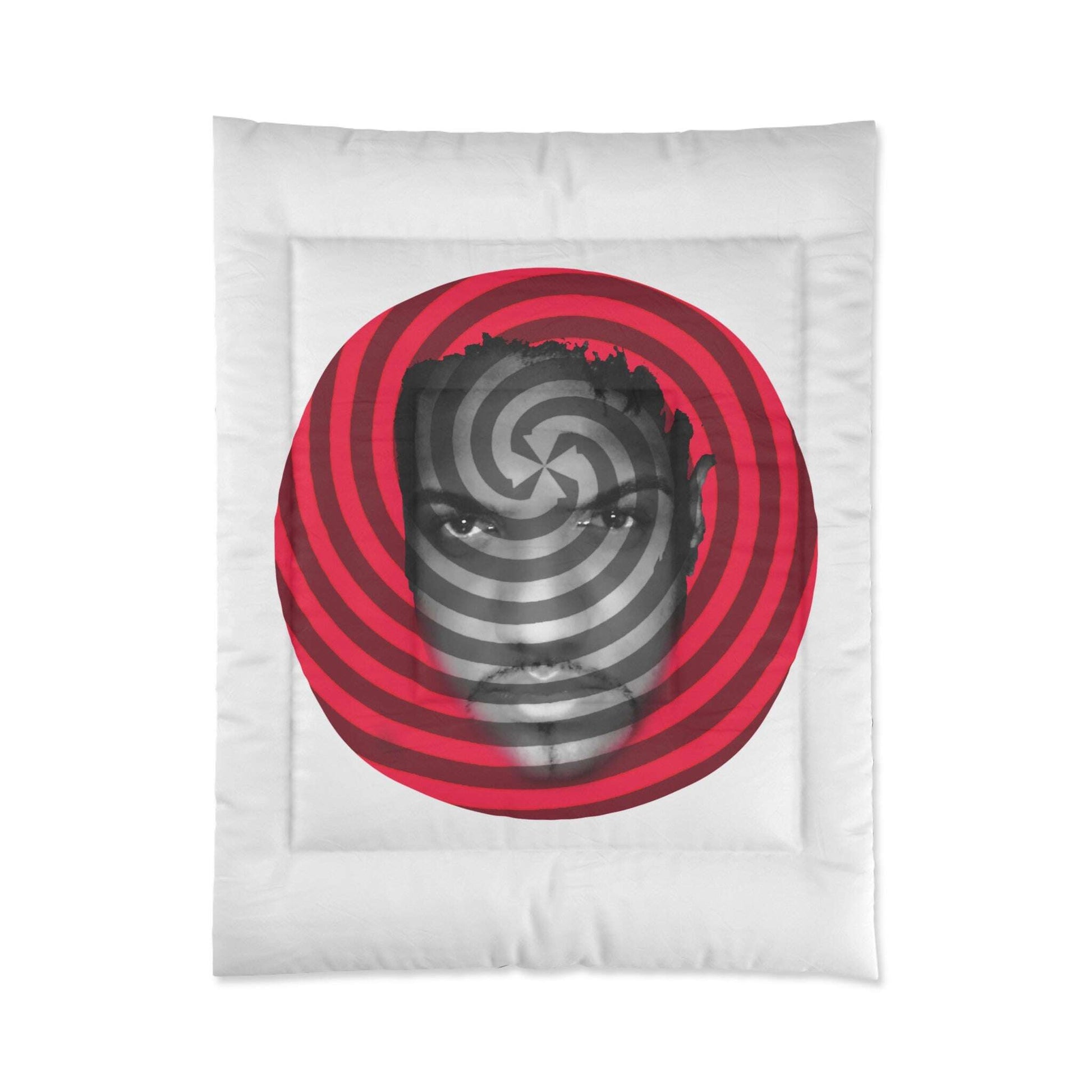 Carl Fons Hypnotic Spiral Face Comforter | Red Black Optical Illusion Zarabunda The Shop