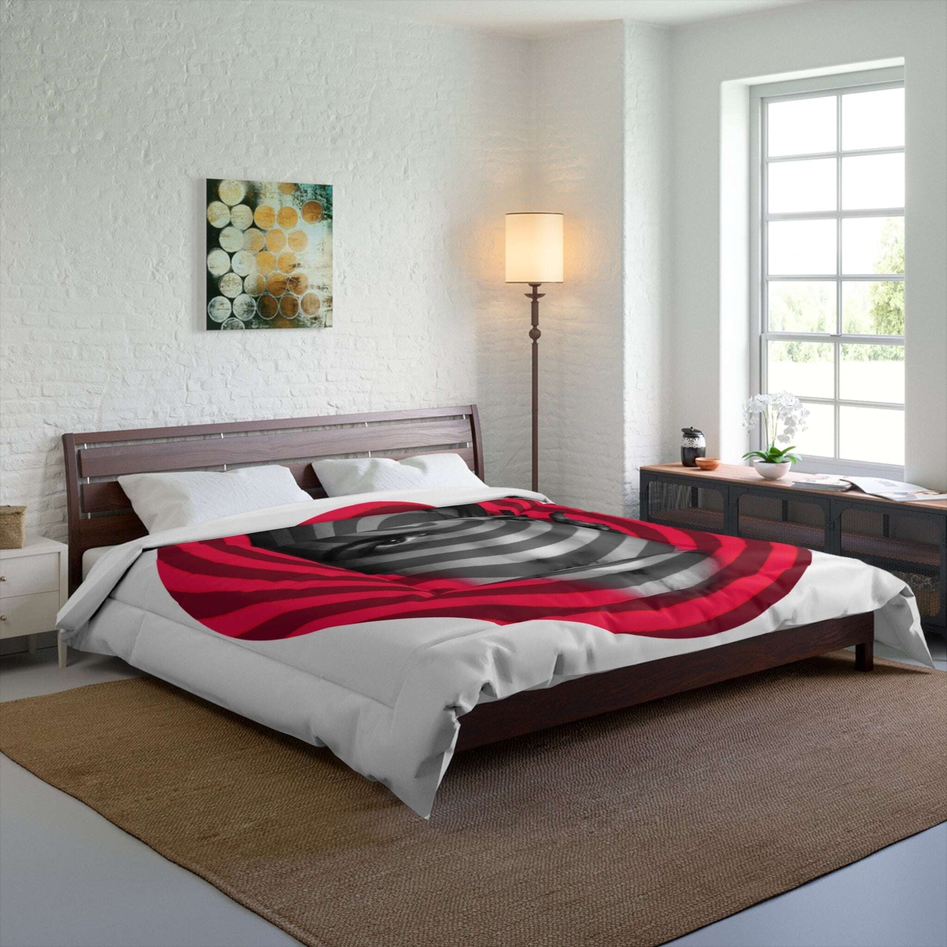 Carl Fons Hypnotic Spiral Face Comforter | Red Black Optical Illusion Zarabunda The Shop