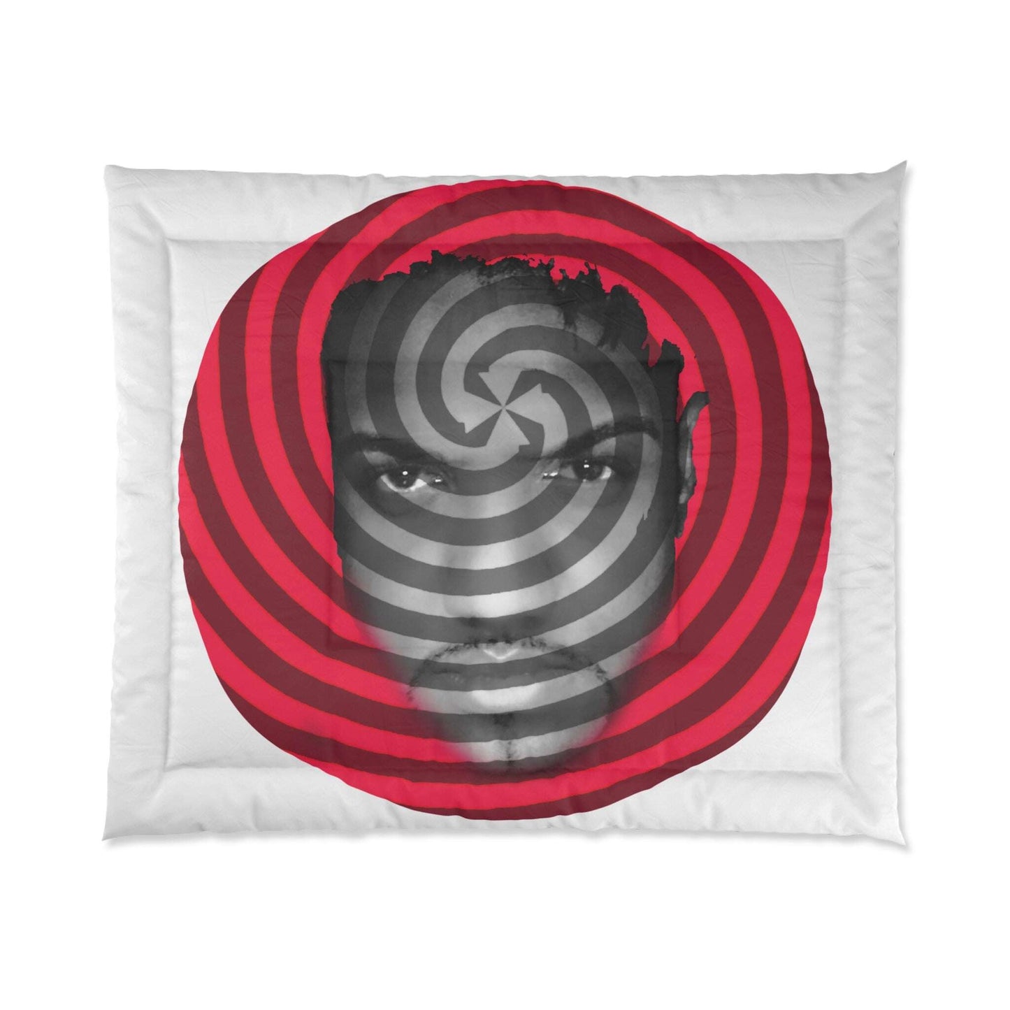 Carl Fons Hypnotic Spiral Face Comforter | Red Black Optical Illusion Zarabunda The Shop