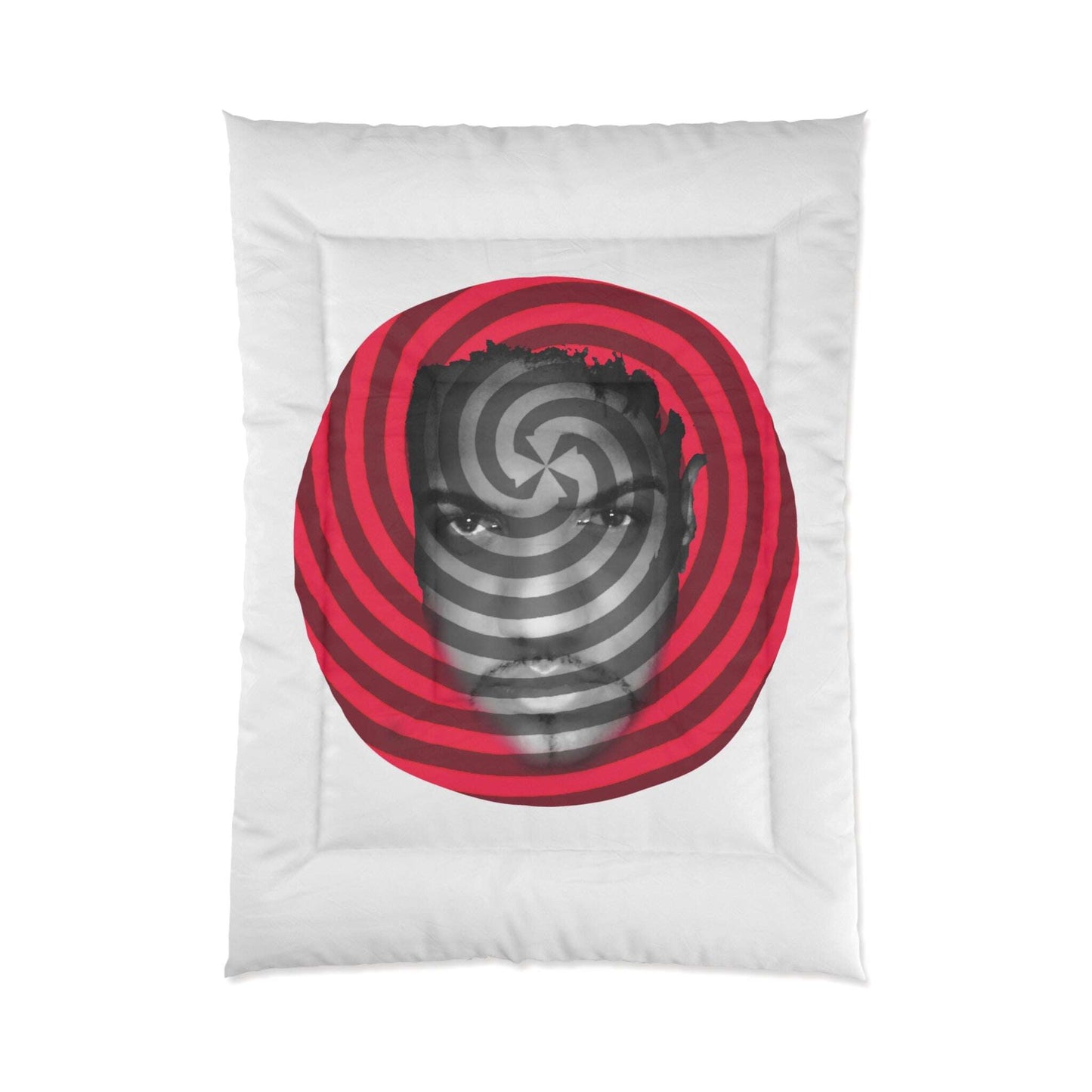 Carl Fons Hypnotic Spiral Face Comforter | Red Black Optical Illusion Zarabunda The Shop