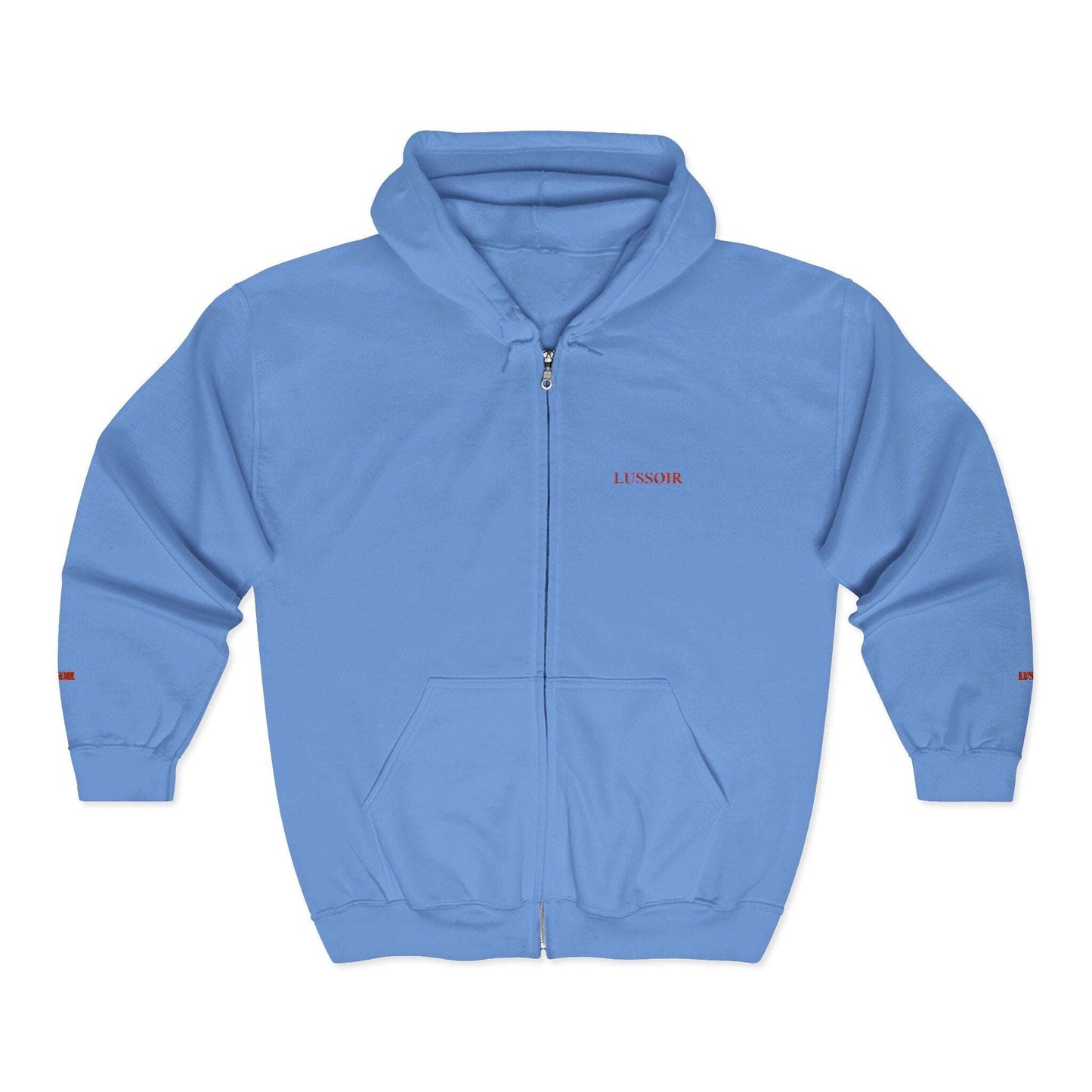LUSSOIR Minimal Tiny Text Logo Hoodie | Full Zip Hooded Sweatshirt Zarabunda The Shop