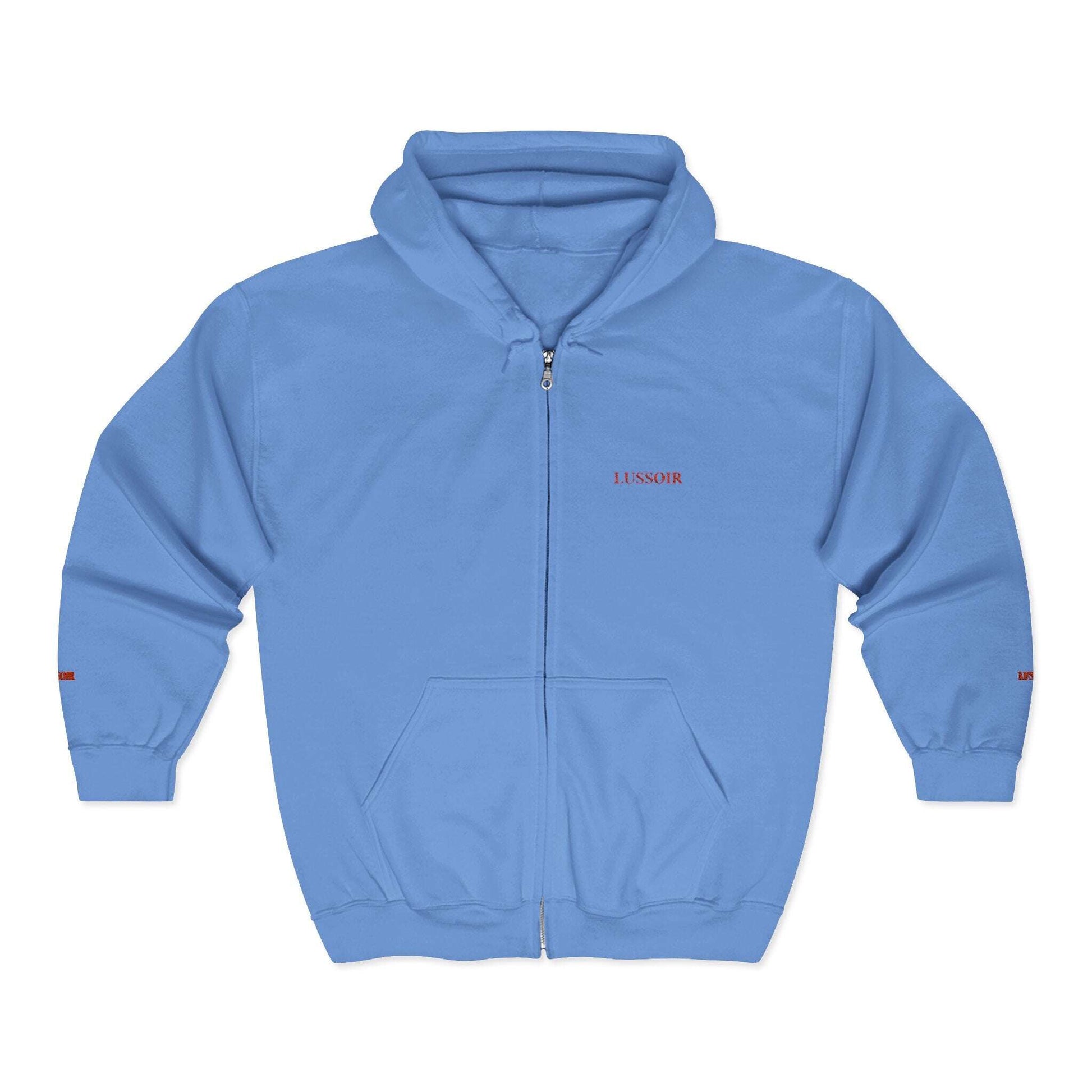 LUSSOIR Minimal Tiny Text Logo Hoodie | Full Zip Hooded Sweatshirt Zarabunda The Shop