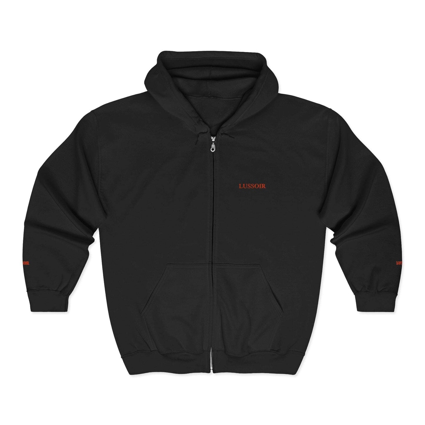 LUSSOIR Minimal Tiny Text Logo Hoodie | Full Zip Hooded Sweatshirt Zarabunda The Shop