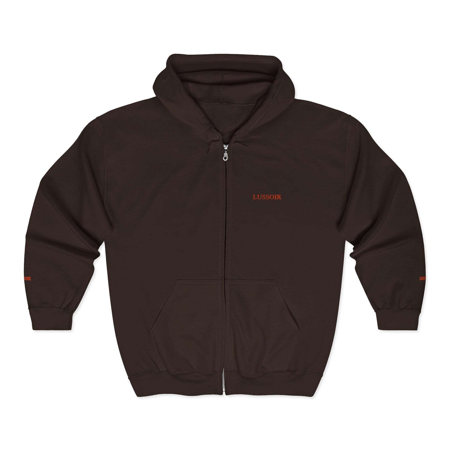 LUSSOIR Minimal Tiny Text Logo Hoodie | Full Zip Hooded Sweatshirt Zarabunda The Shop