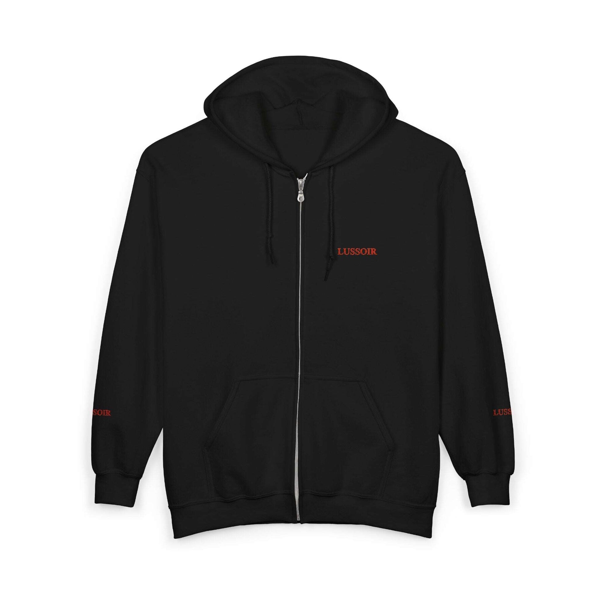 LUSSOIR Minimal Tiny Text Logo Hoodie | Full Zip Hooded Sweatshirt Zarabunda The Shop