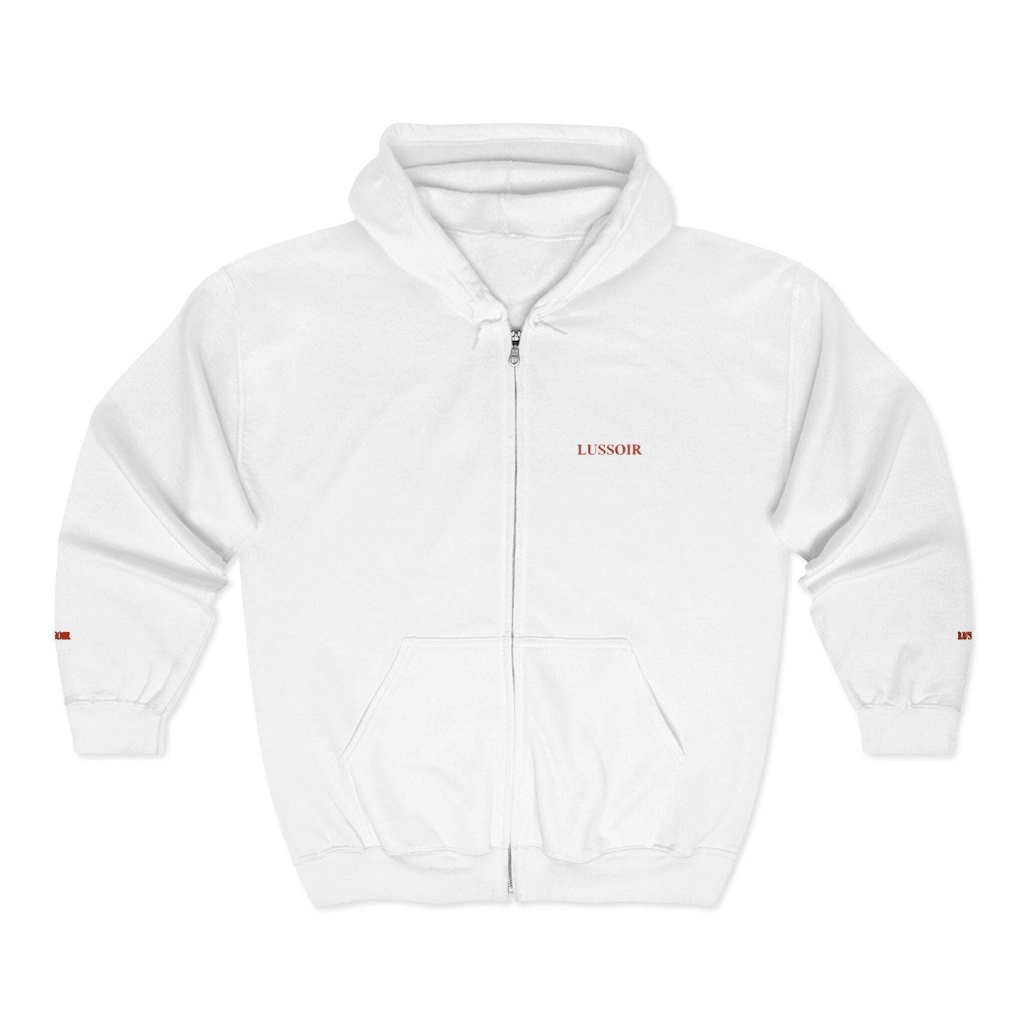 LUSSOIR Minimal Tiny Text Logo Hoodie | Full Zip Hooded Sweatshirt Zarabunda The Shop