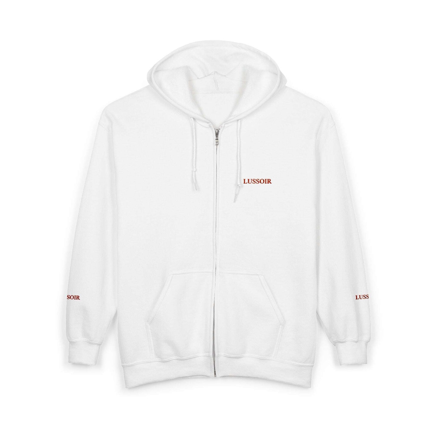 LUSSOIR Minimal Tiny Text Logo Hoodie | Full Zip Hooded Sweatshirt Zarabunda The Shop