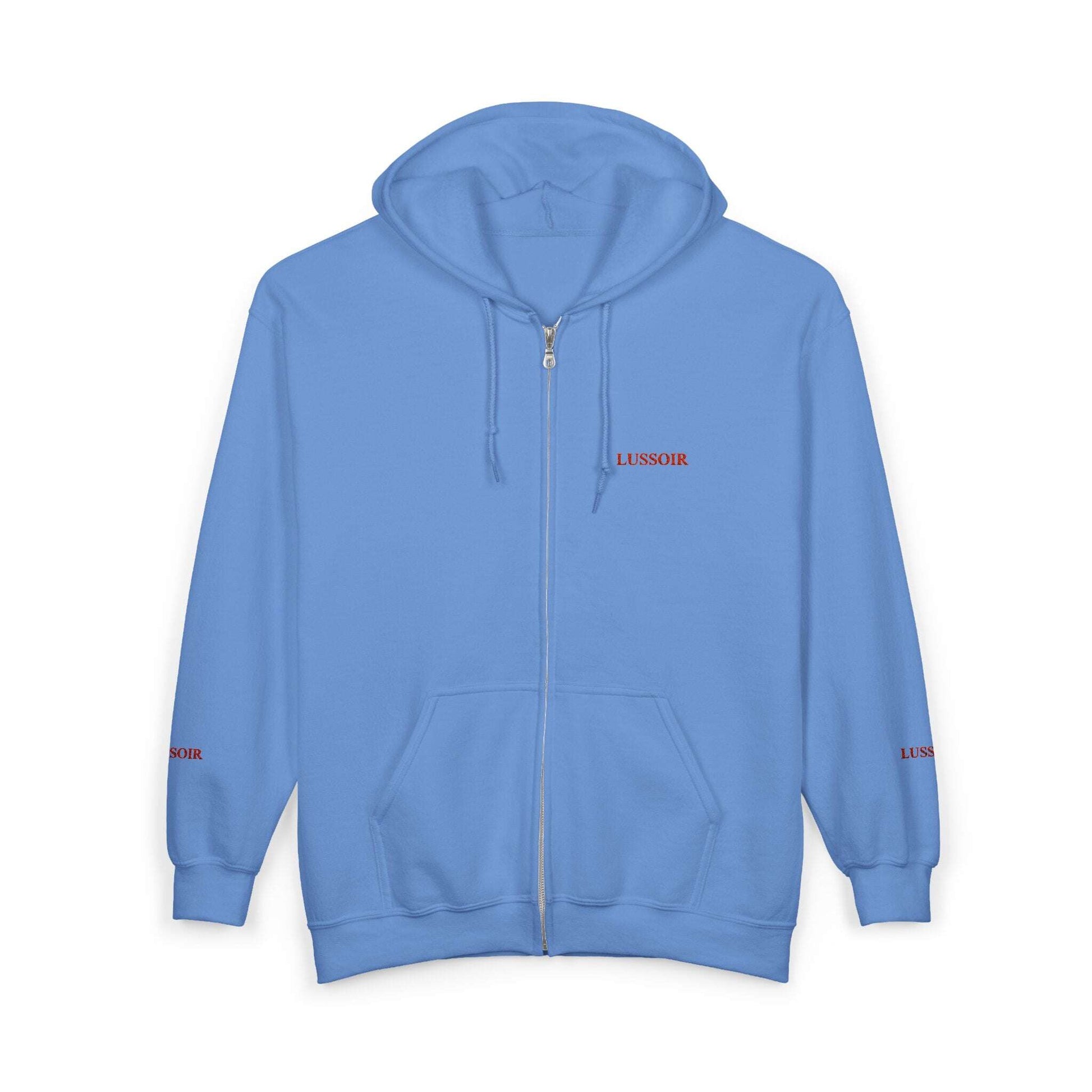 LUSSOIR Minimal Tiny Text Logo Hoodie | Full Zip Hooded Sweatshirt Zarabunda The Shop