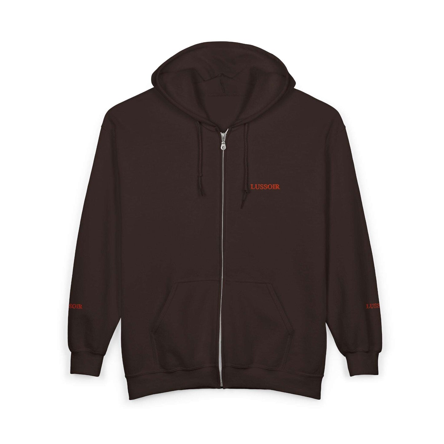LUSSOIR Minimal Tiny Text Logo Hoodie | Full Zip Hooded Sweatshirt Zarabunda The Shop