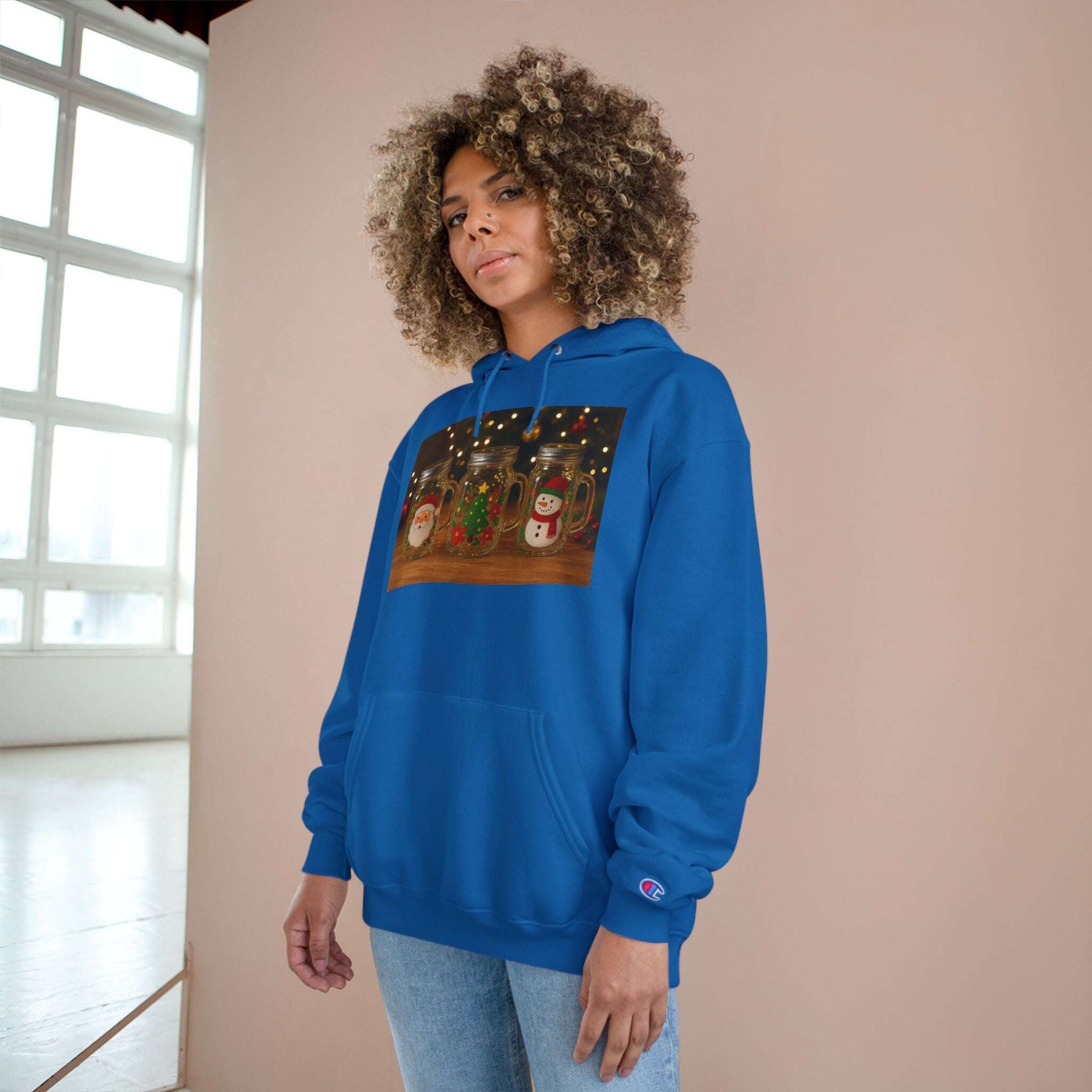 Snowman Mason Jar Christmas Hoodie | Merry Christmas text back Zarabunda The Shop