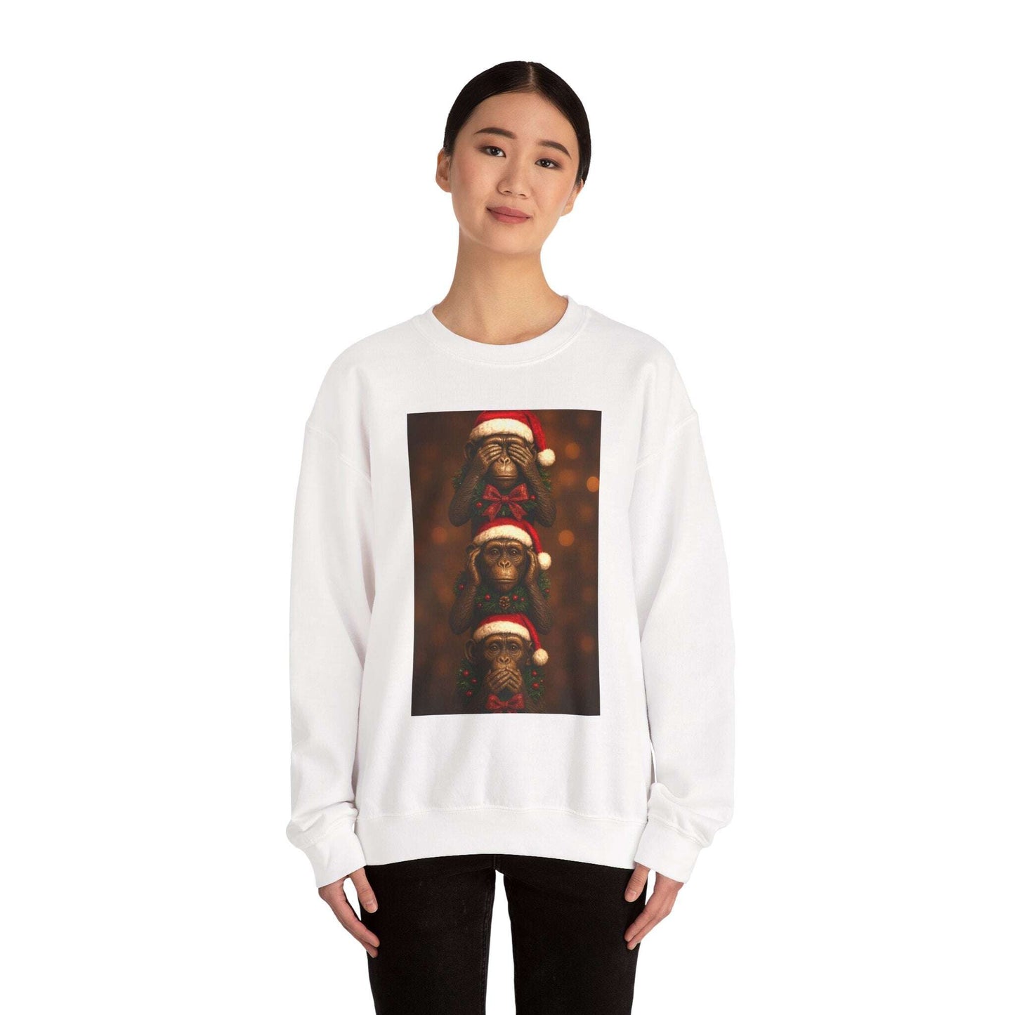 Three Santa Puppies Crewneck Sweatshirt | Christmas Dog Holiday Sweater Zarabunda The Shop