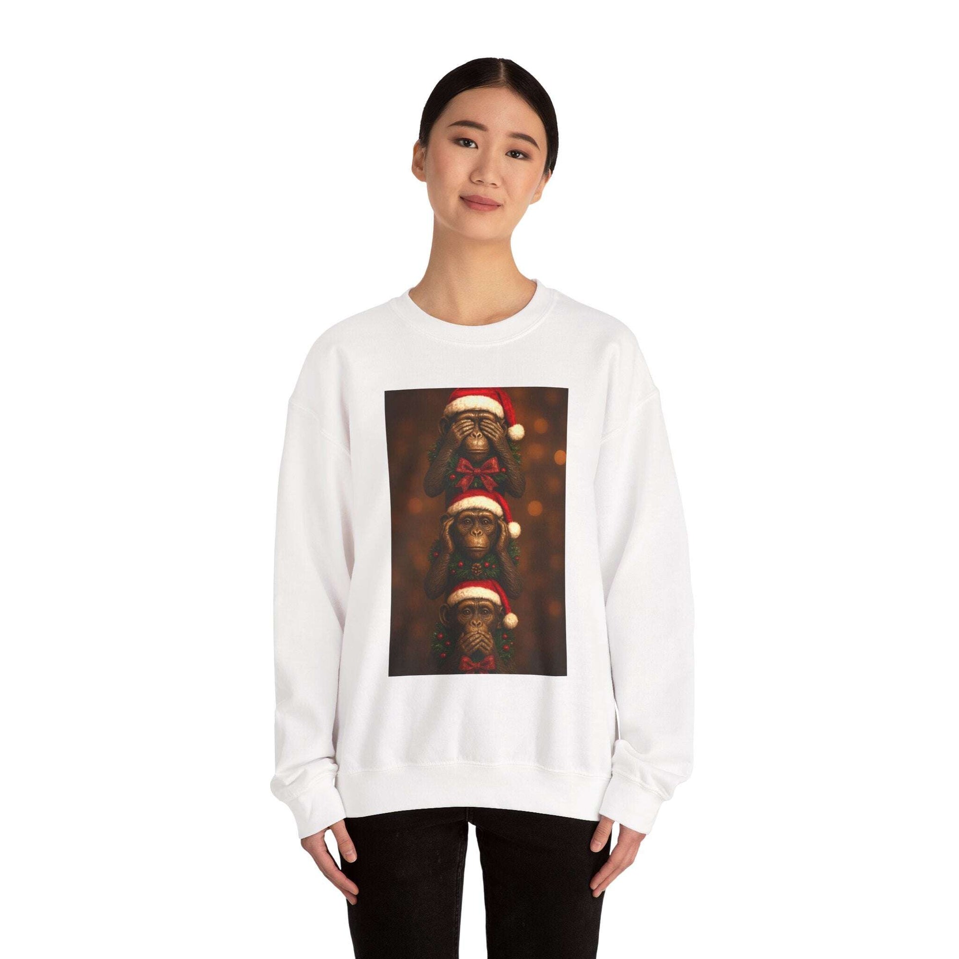Three Santa Puppies Crewneck Sweatshirt | Christmas Dog Holiday Sweater Zarabunda The Shop
