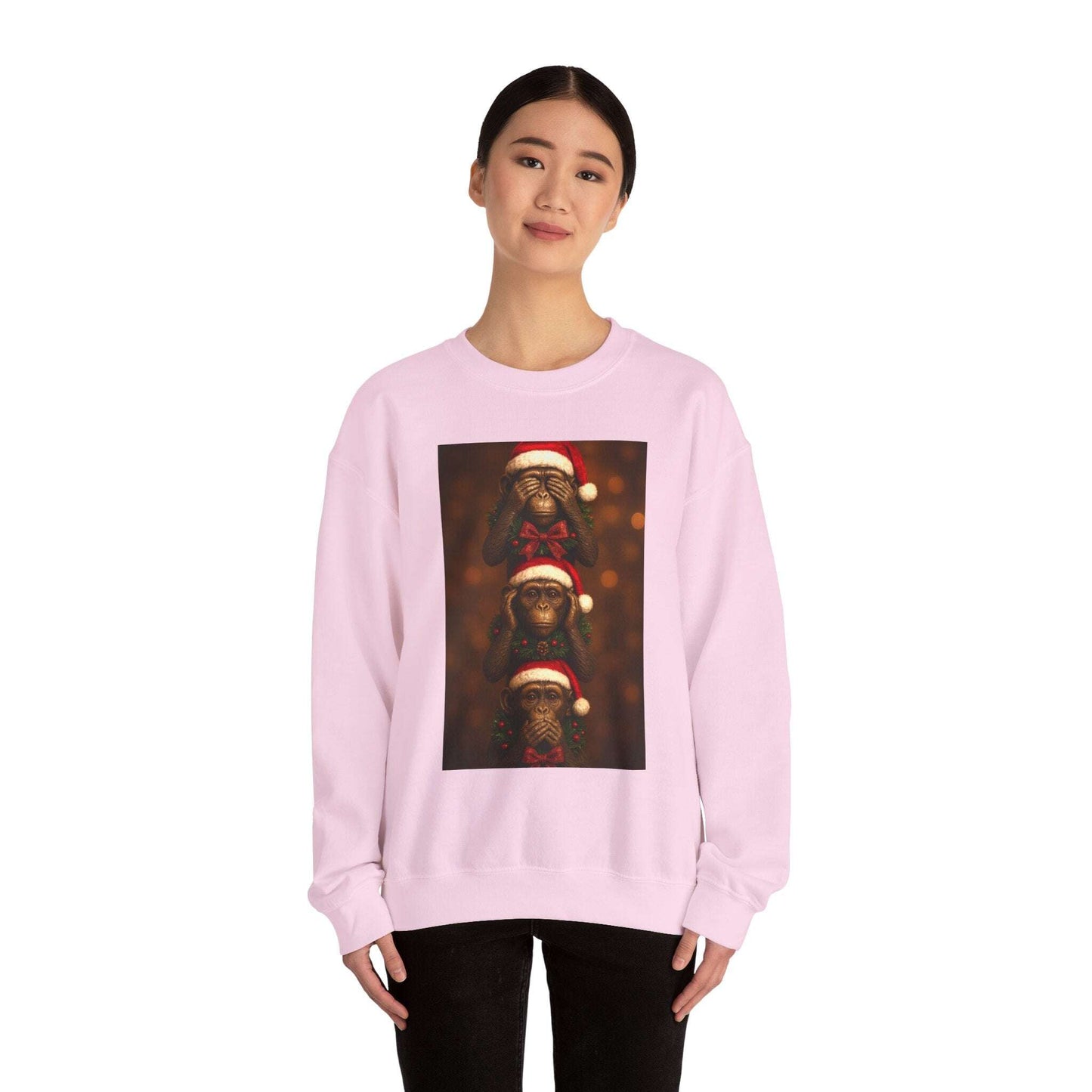 Three Santa Puppies Crewneck Sweatshirt | Christmas Dog Holiday Sweater Zarabunda The Shop