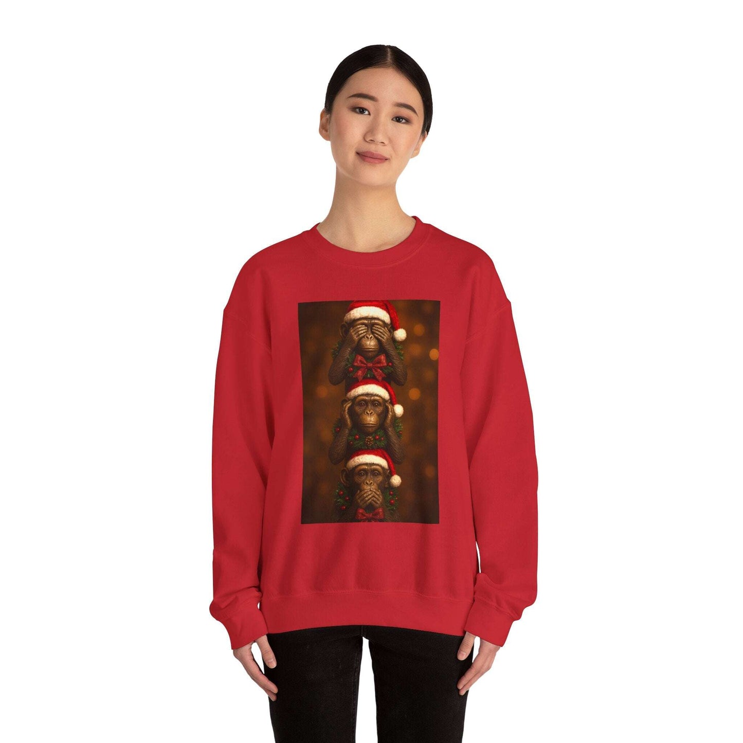 Three Santa Puppies Crewneck Sweatshirt | Christmas Dog Holiday Sweater Zarabunda The Shop